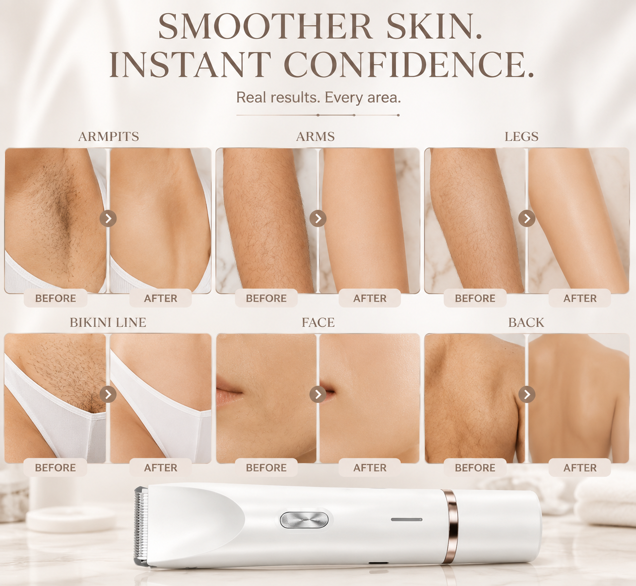 Bikini Trimmer for Women, Electric Shaver and Razor Rechargeable 2-In-1 Body and Facial Epilator, Dual Heads for Painless Trimming of Pubic Hair, Face, Underarms and Legs, Summer Gift,Dorm Essentials Tiktokshopbacktoschool