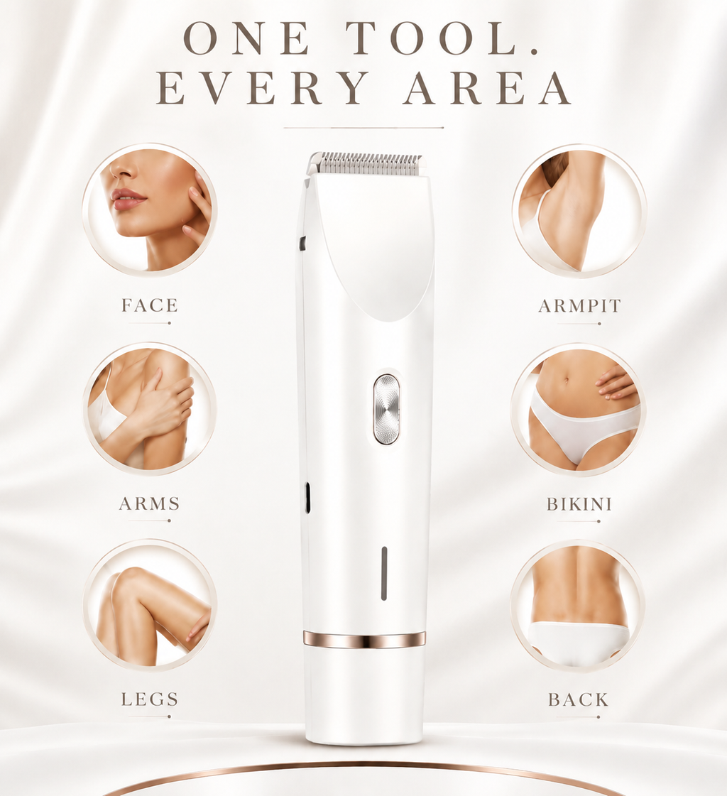 Bikini Trimmer for Women, Electric Shaver and Razor Rechargeable 2-In-1 Body and Facial Epilator, Dual Heads for Painless Trimming of Pubic Hair, Face, Underarms and Legs, Summer Gift,Dorm Essentials Tiktokshopbacktoschool
